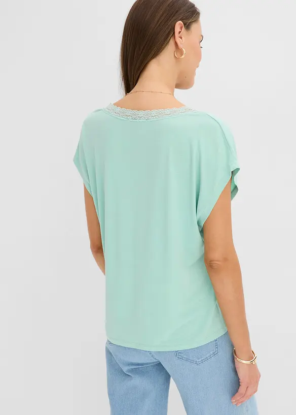 Shirt aus softer Viskose in grün von hinten (im Anschnitt) - bonprix