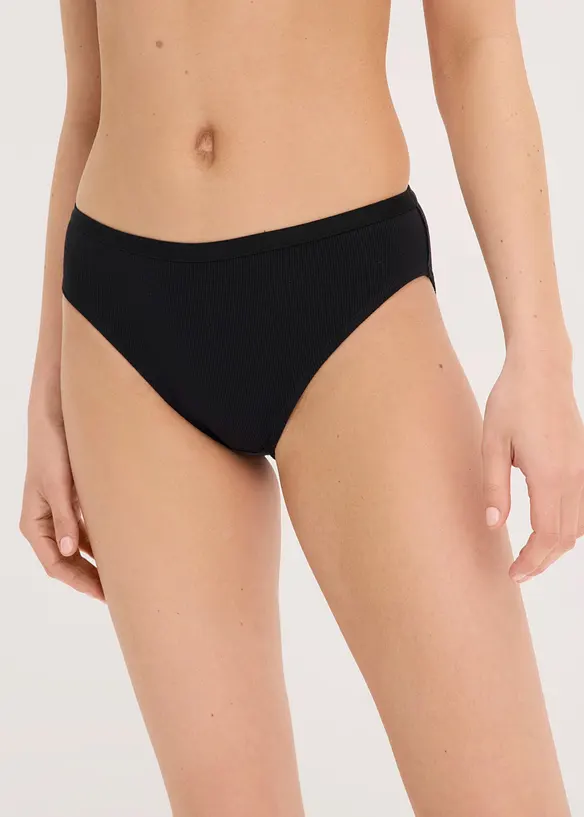 Slip aus feiner Rippe (7er Pack) in schwarz von vorne - bonprix