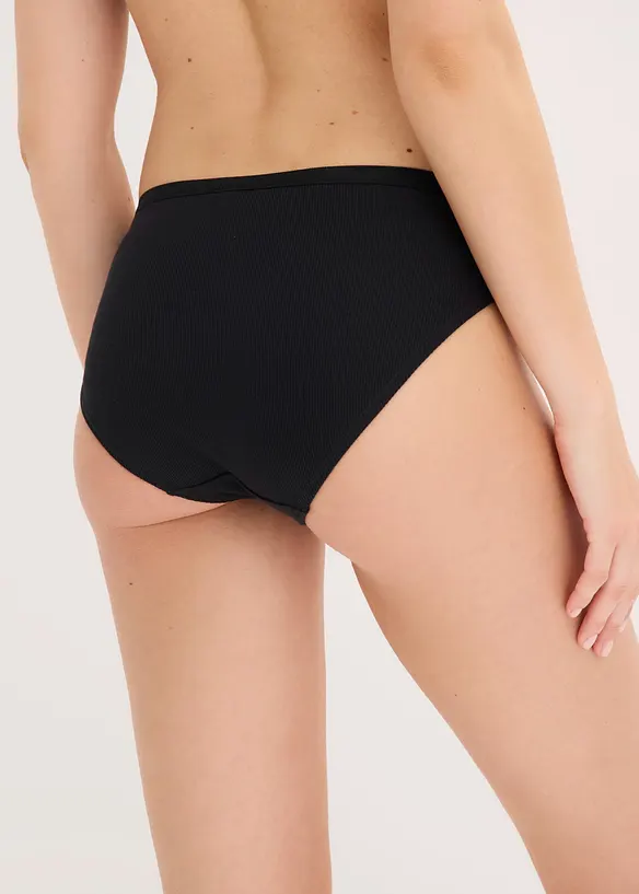 Slip aus feiner Rippe (7er Pack) in schwarz von hinten - bonprix