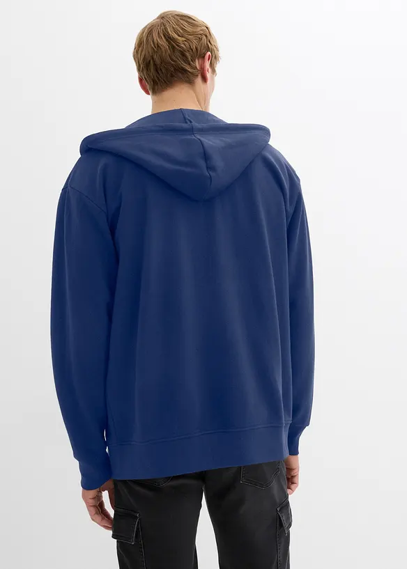 Kapuzen-Sweatjacke in Loose Fit in blau von hinten (im Anschnitt) - bonprix