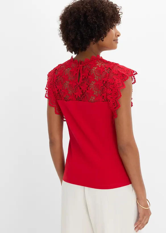 Shirt mit Spitzeneinsatz in rot von hinten (im Anschnitt) - bonprix