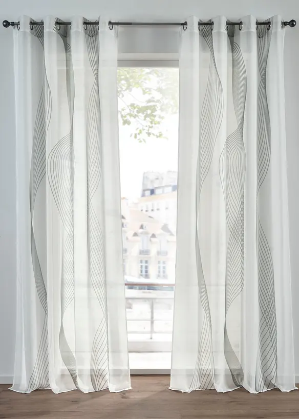 Gardine aus feiner Batist Struktur (1er Pack) in grün - bonprix