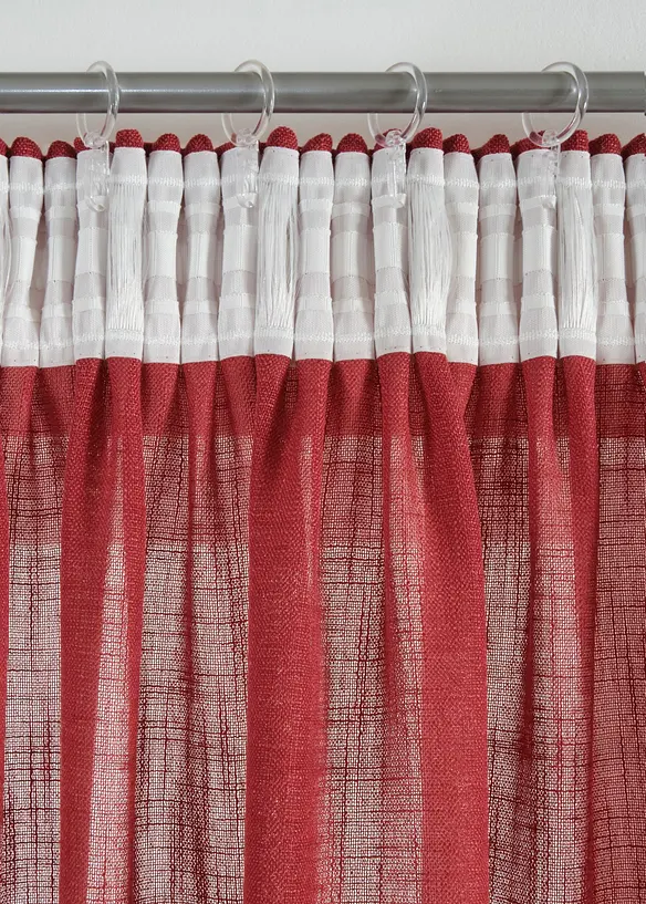Halbtransparenter Vorhang mit Struktur (2er Pack) in rot - bonprix