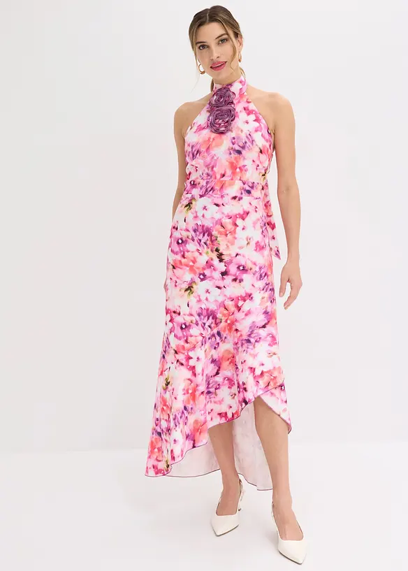 Abendkleid mit Blumen-Applikation in pink von vorne (Totalaufnahme) - bonprix Abendkleid mit Blumen-Applikation in pink von vorne (Totalaufnahme) - bonprix