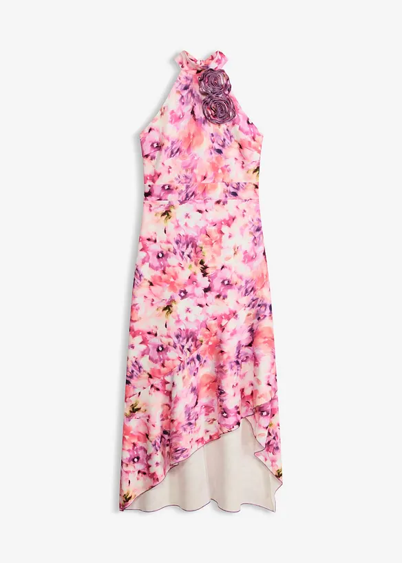 Abendkleid mit Blumen-Applikation in pink von vorne - bonprix Abendkleid mit Blumen-Applikation in pink von vorne - bonprix