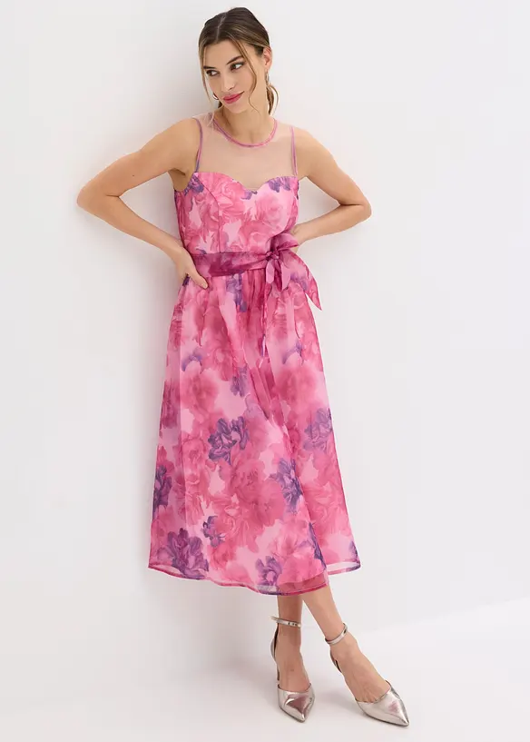 Midikleid aus zartem Tüll in pink von vorne (Totalaufnahme) - bonprix Midikleid aus zartem Tüll in pink von vorne (Totalaufnahme) - bonprix