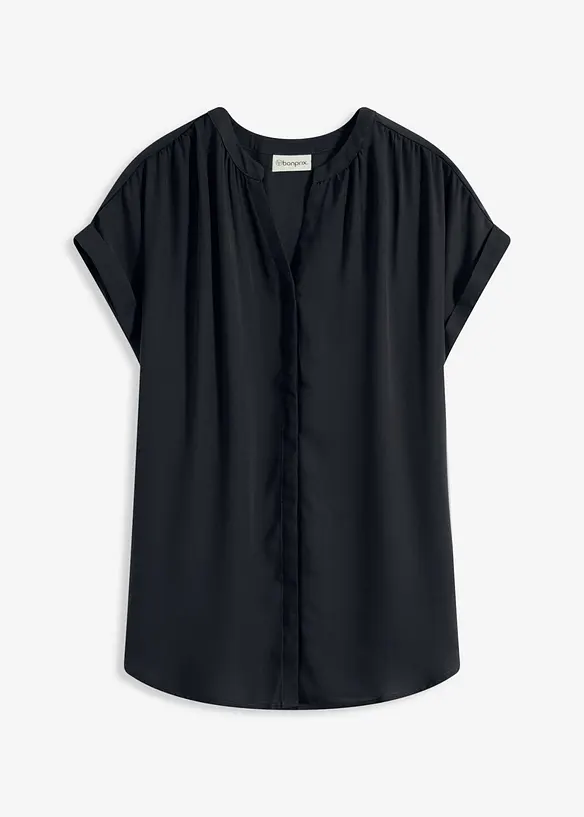 Tunikabluse Georgette in schwarz von vorne - bonprix