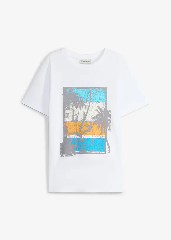 T-Shirt aus Bio Baumwolle in weiß von vorne - bonprix