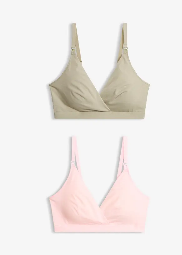 Still-BH ohne Bügel mit Bio-Baumwolle (2er Pack) in rosa von vorne - bonprix
