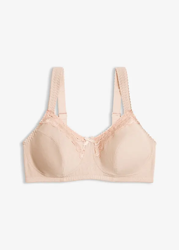 BH ohne Bügel mit Bio-Baumwolle (2er Pack) in beige von vorne - bonprix