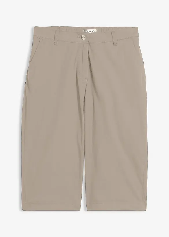 Long-Bermuda aus Baumwoll-Mix in beige von vorne - bonprix