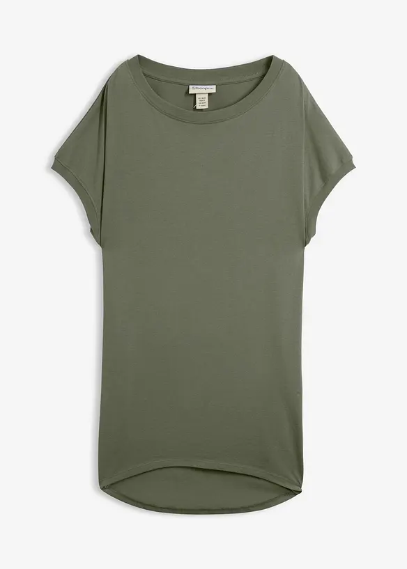 Longshirt aus reiner Baumwolle in grün von vorne - bonprix