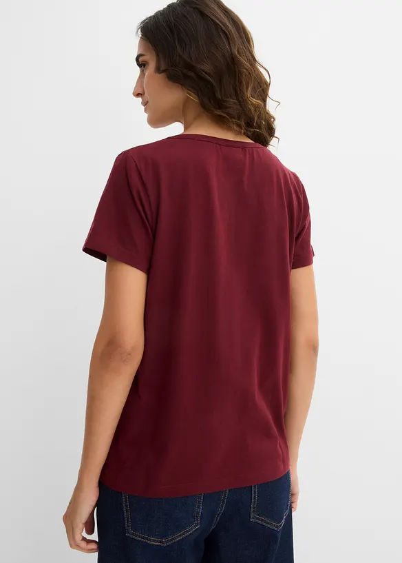 Baumwoll-Shirt mit dekorativem Ausschnitt in rot von hinten (im Anschnitt) - bonprix Baumwoll-Shirt mit dekorativem Ausschnitt in rot von hinten (im Anschnitt) - bonprix