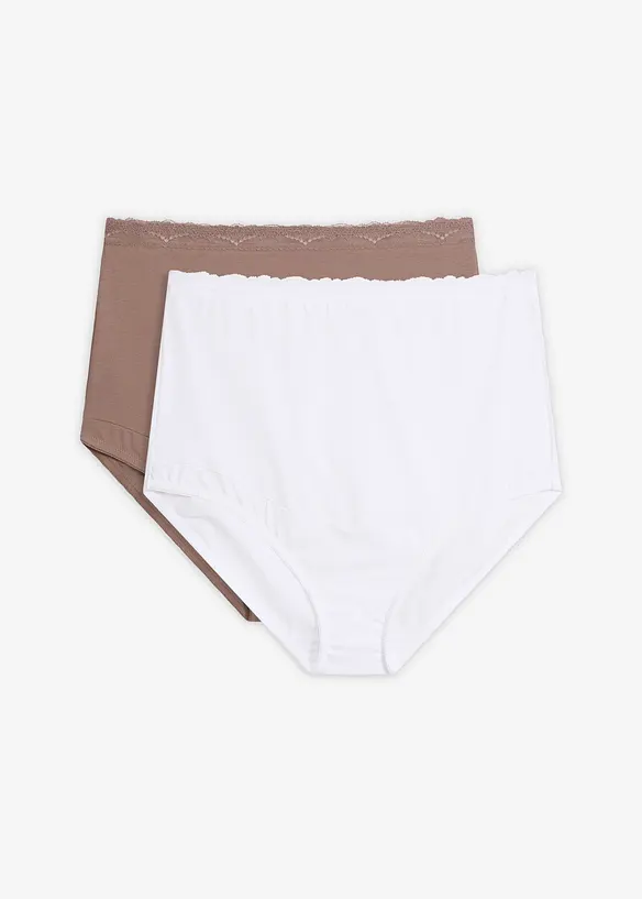 Umstandsslip mit Bio-Baumwolle (2er Pack) in braun von vorne - bonprix