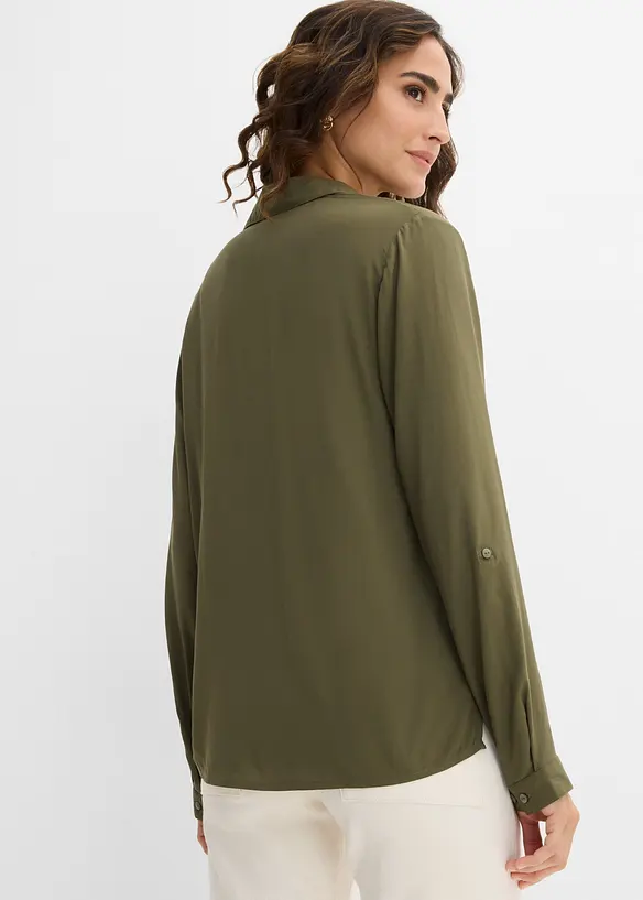 Bluse aus fließender Viskose in grün von hinten (im Anschnitt) - bonprix