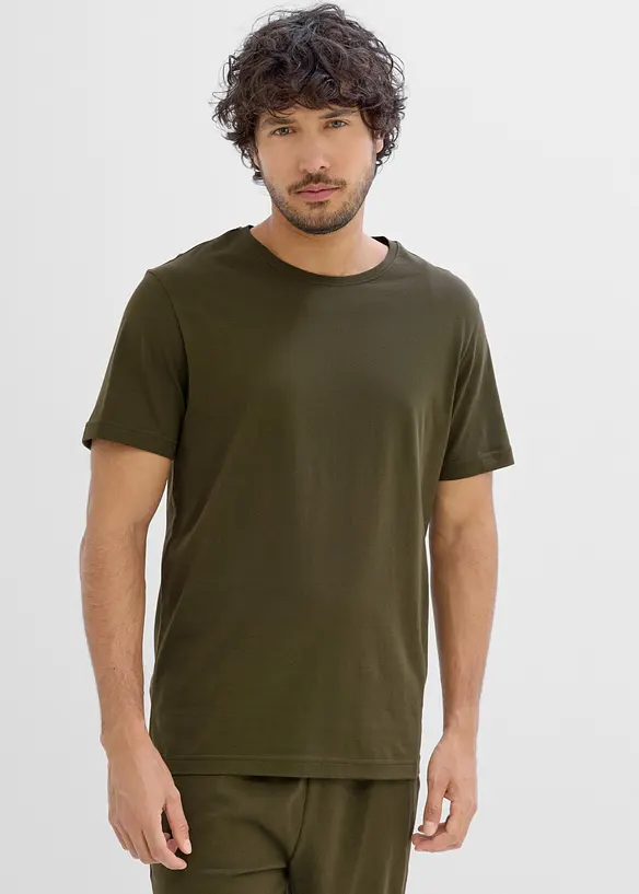 T-Shirt (5er Pack) in schwarz von vorne (im Anschnitt) - bonprix
