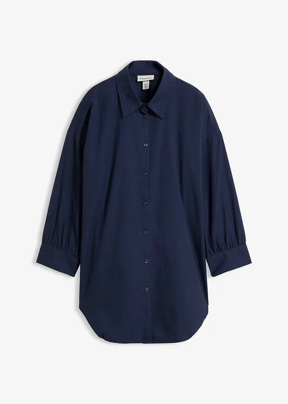 3/4-Arm-Oversize-Hemd aus Baumwolle in blau von vorne - bonprix 3/4-Arm-Oversize-Hemd aus Baumwolle in blau von vorne - bonprix
