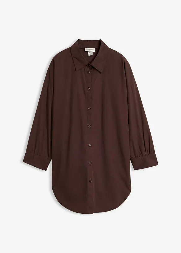 3/4-Arm-Oversize-Hemd aus Baumwolle in braun von vorne - bonprix 3/4-Arm-Oversize-Hemd aus Baumwolle in braun von vorne - bonprix