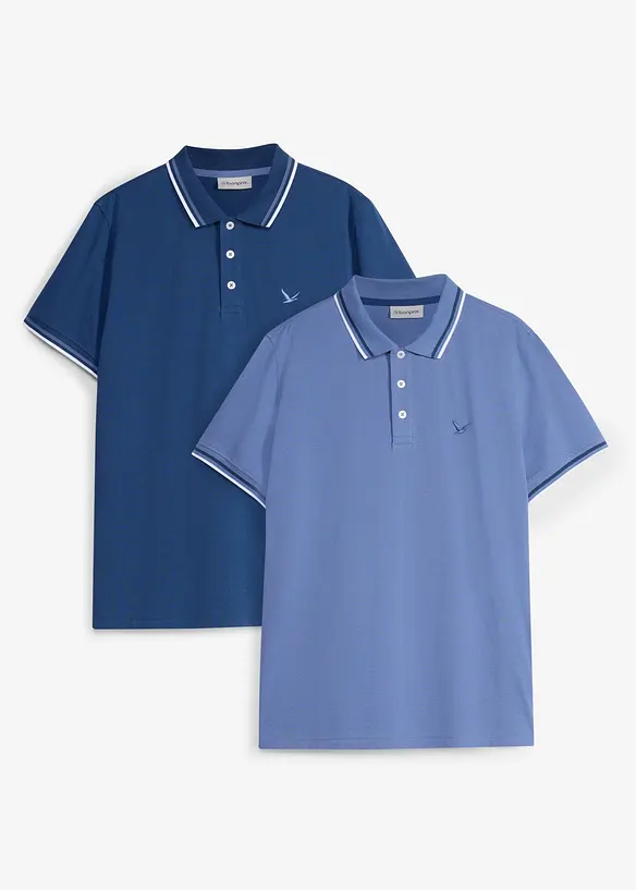 Poloshirt in Regular Fit (2er Pack) in blau von vorne - bonprix