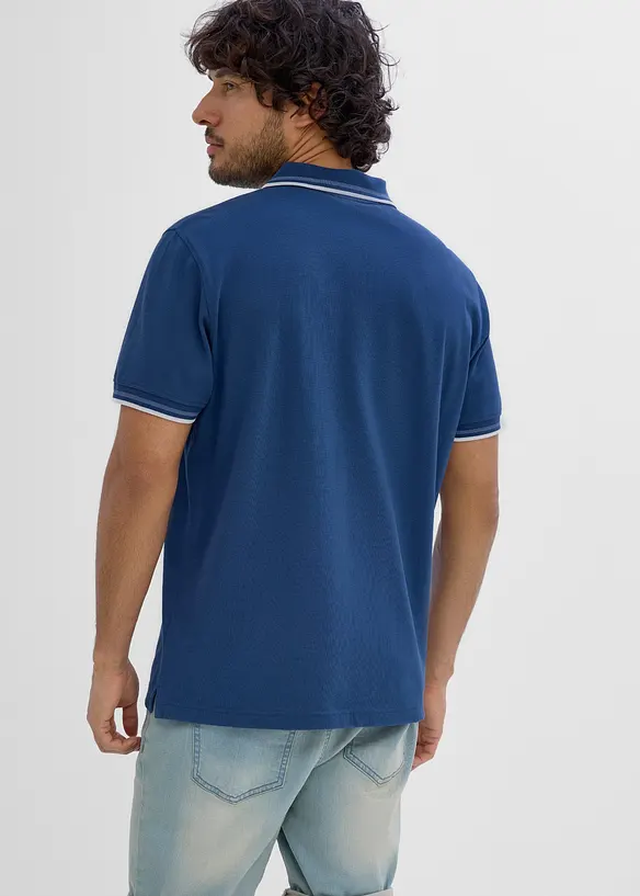 Poloshirt in Regular Fit (2er Pack) in blau von hinten (im Anschnitt) - bonprix