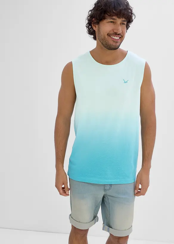 Muskelshirt aus reiner Baumwolle in grün von vorne (im Anschnitt) - bonprix
