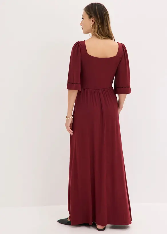 Maxikleid aus fließendem Viskose-Mix in rot von hinten (Totalaufnahme) - bonprix