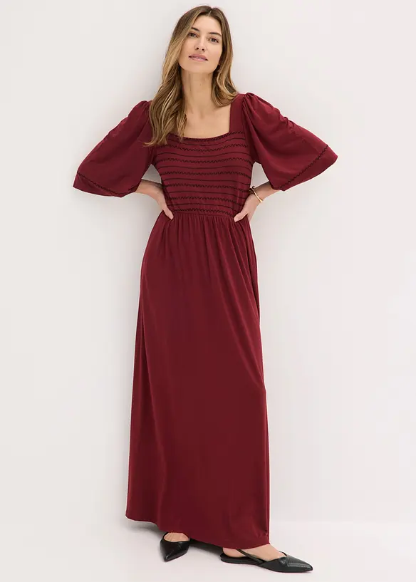 Maxikleid aus fließendem Viskose-Mix in rot von vorne (Totalaufnahme) - bonprix