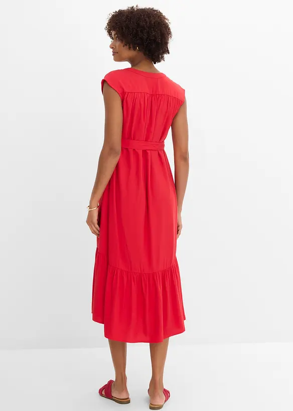 Hemdblusenkleid aus fließender Viscose in rot von hinten (Totalaufnahme) - bonprix Hemdblusenkleid aus fließender Viscose in rot von hinten (Totalaufnahme) - bonprix