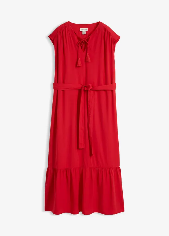 Hemdblusenkleid aus fließender Viscose in rot von vorne - bonprix Hemdblusenkleid aus fließender Viscose in rot von vorne - bonprix
