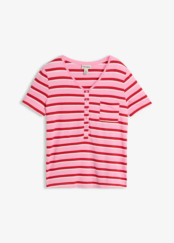 T-Shirt aus Baumwoll-Viskose-Mix in rosa von vorne - bonprix