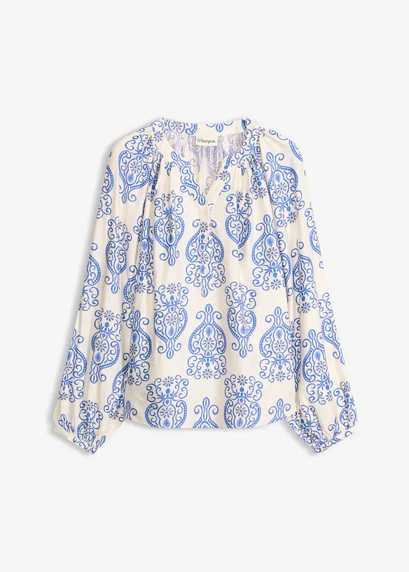Bluse aus fließendem Viskose-Mix in weiß von vorne - bonprix