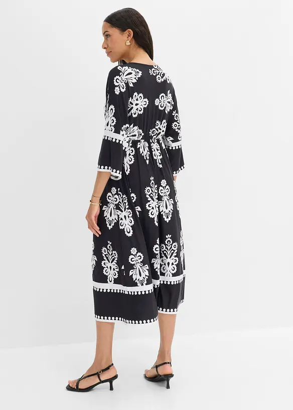 Jerseykleid aus softem Viskose-Mix in schwarz von hinten (Totalaufnahme) - bonprix