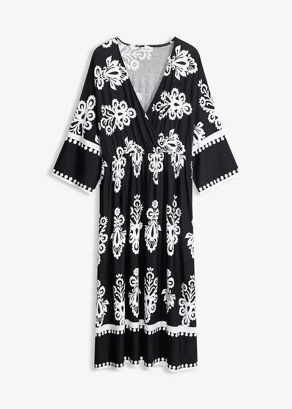 Jerseykleid aus softem Viskose-Mix in schwarz von vorne - bonprix