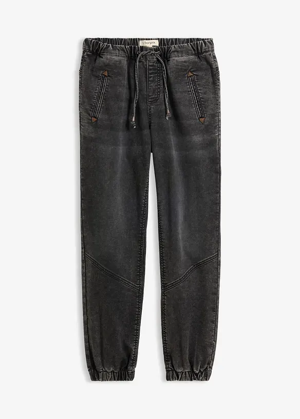 Jogg Jeans Mid Waist, stretch in schwarz von vorne - bonprix