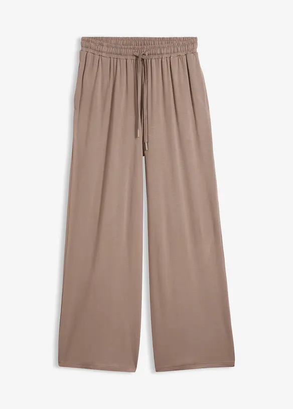 Jersey-Hose aus fließender Viskose in braun von vorne - bonprix