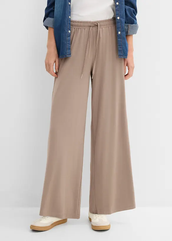 Jersey-Hose aus fließender Viskose in braun von vorne - bonprix