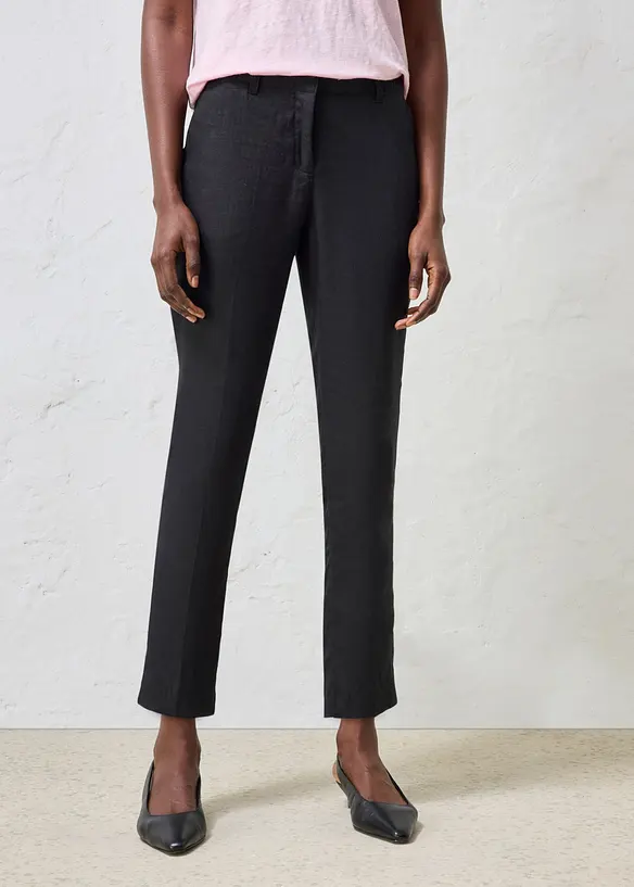 verkürzte Hose aus reinem Leinen in schwarz von vorne - bonprix verkürzte Hose aus reinem Leinen in schwarz von vorne - bonprix