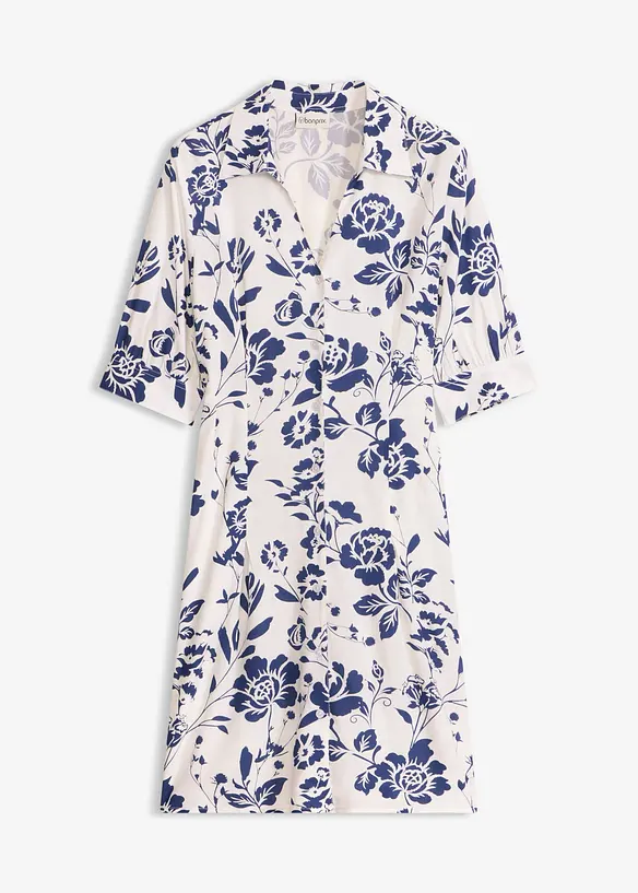 Blusenkleid aus fließender Viskose in weiß von vorne - bonprix