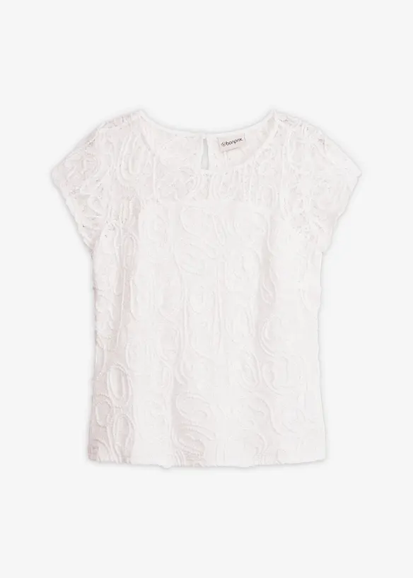 Blusenshirt mit Spitze in weiß von vorne - bonprix