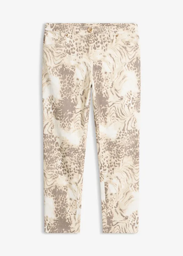 7/8 Stretchhose bedruckt in beige von vorne - bonprix