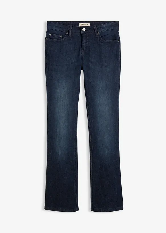 Bootcut-Jeans Mid Waist, Stretch in blau von vorne - bonprix