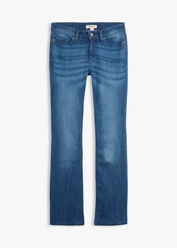 Bootcut-Jeans Mid Waist, Stretch in blau von vorne - bonprix