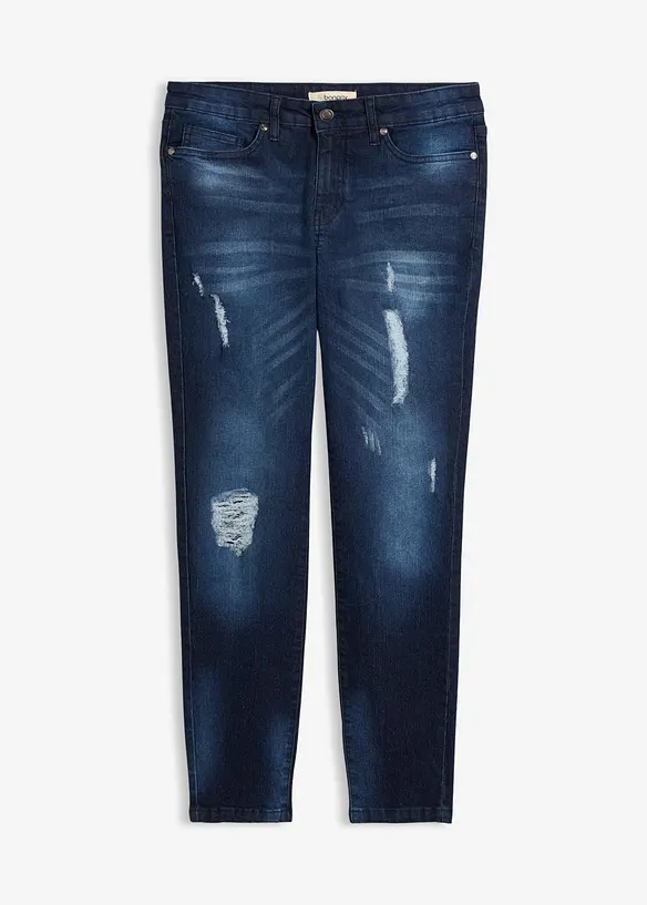 Skinny Jeans Mid Waist, Stretch in blau von vorne - bonprix