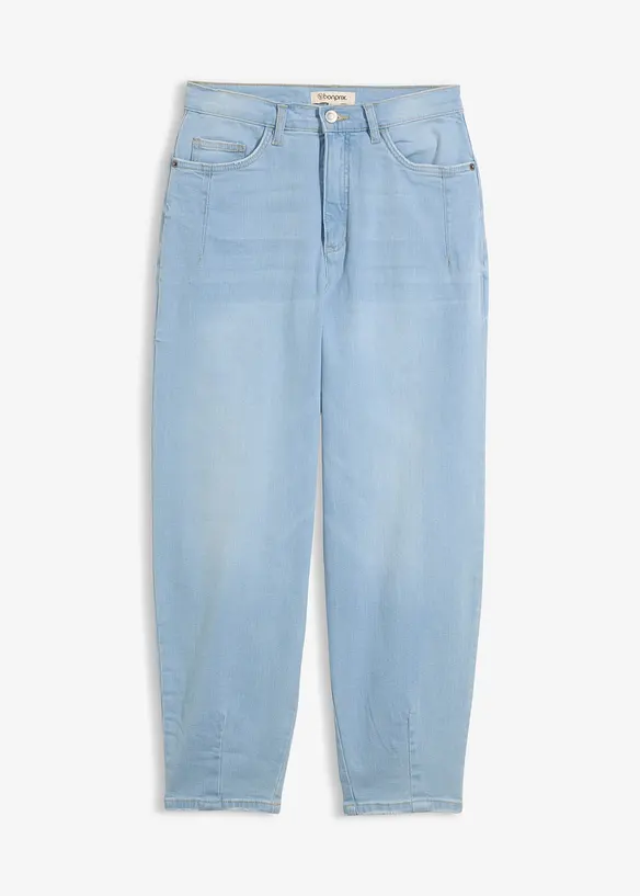 Barrel-Jeans, High Waist, Bio-Baumwolle in blau von vorne - bonprix