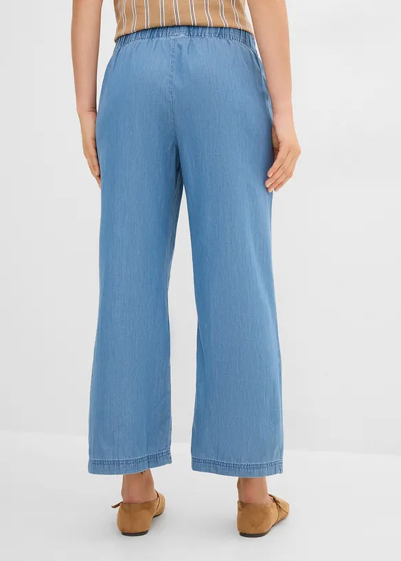 Wide-Leg-Jeans, High Waist, cropped in blau von hinten - bonprix