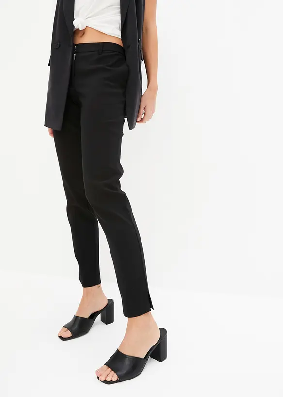 Stretch-Hose aus elastischem Bengalin in schwarz von vorne - bonprix