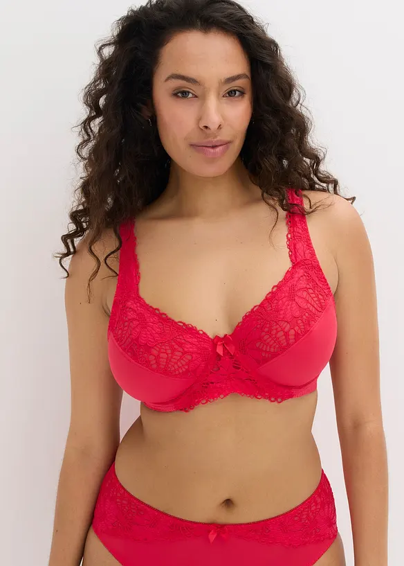 Minimizer-BH mit gepolsterten Trägern (2er Pack) in rot von vorne (im Anschnitt) - bonprix