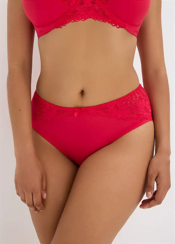 Maxislip mit Spitze (2er Pack) in rot von vorne - bonprix