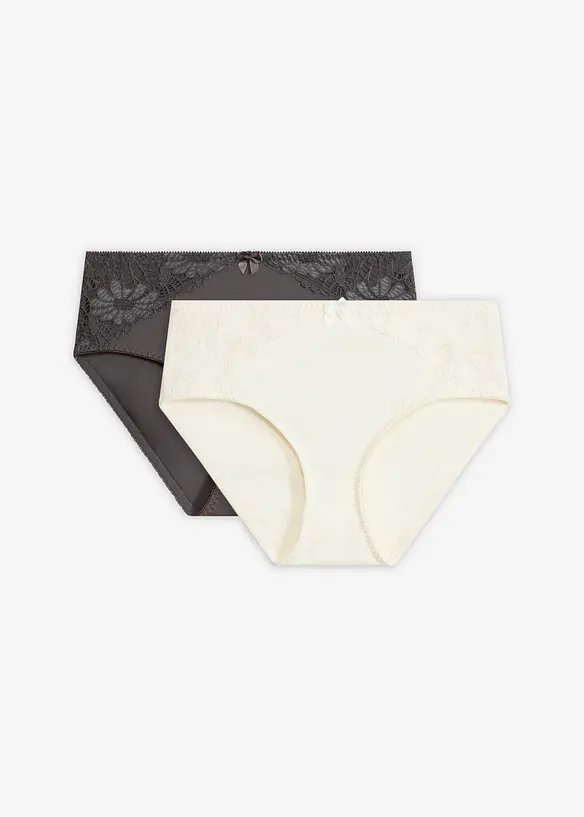 Maxislip mit Spitze (2er Pack) in weiß von vorne - bonprix
