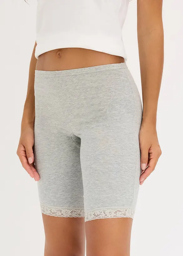 Lange Damen-Boxer aus weichen Material im Vorteilspack in grau von vorne - bonprix